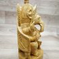 Ganesha Statue 9" Handmade Wooden Sculpture Hindu God Lord Ganesh Sitting Chair