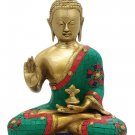 Brass Buddha Statue with Stone Work Feng Shui Tibetan Medicine Buddha