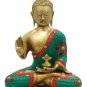 Brass Buddha Statue with Stone Work Feng Shui Tibetan Medicine Buddha