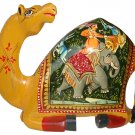 Camel Statue Hunting painting Figurine Wooden Carving Camel Sculpture Vintage