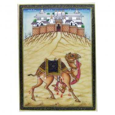 Painting Camel Handmade India Miniature Artwork water color resin tile 3&Acirc;&frac12;"X2&Acirc;&frac12;"