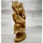 Ganesh Statue 6" Sitting on Snack Wooden hand carved Hindu God Lord Ganesha