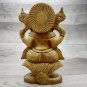 Ganesh Statue 6" Sitting on Snack Wooden hand carved Hindu God Lord Ganesha