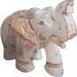 Rose Quartz Stone Elephant Covered by Gold Foil Painting Natural Gemstone