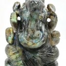 Labradorite stone Ganesha Statue natural Gemstone Statue Elephant God Ganpati