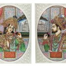 Painting 8" X 6" Pair Shajahan Mumtaz Handmade Fine India Miniature Artwork