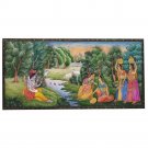Painting 4"X 8" Radha Krishna Handmade fine India Miniature Artwork Resin tile
