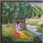 Painting 4"X 8" Radha Krishna Handmade fine India Miniature Artwork Resin tile