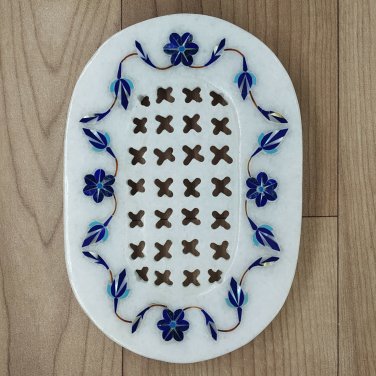 Soap tray Stone 6" x 4" Natural Lapis Lazuli gemstone inlay work Gift home decor