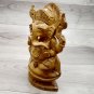 Ganesha Statue 6 Sitting on Conch Shell Wooden hand carved Hindu God Lord Ganesh