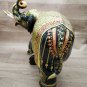 Elephant Statue 13" handmade Wooden Trunk up real gold foil work Vintage Art