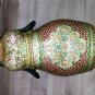 Elephant Statue 12" handmade Wooden Trunk up real gold foil work Vintage Art