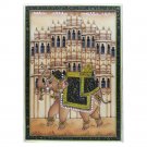 Painting Elephant Handmade India Miniature Artwork water color resin tile 3½"X2½