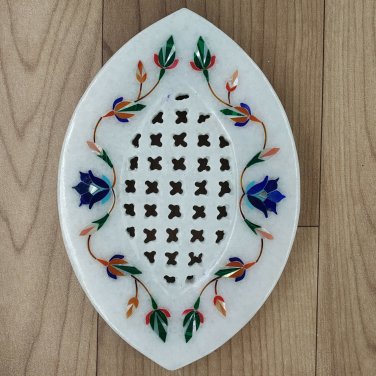 Soap tray Stone 6" X 4" Natural Lapis Lazuli gemstone inlay work shop holder