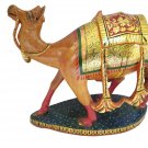 Camel Statue Gold Foil Painting Work Figurine Wooden Carving Camel Vintage Old