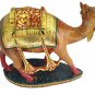 Camel Statue Gold Foil Painting Work Figurine Wooden Carving Camel Vintage Old