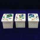 3pc set Marble stone jewelry box gift inlay pietra dura keepsake box trinket box