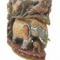 Wooden Elephant statue with Tree Sitting Other Animals Painting Natural Wood
