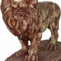 Lion Statue marble dust Hand Painted Figurine Vintage Art Sculpture Colorful