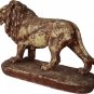 Lion Statue marble dust Hand Painted Figurine Vintage Art Sculpture Colorful