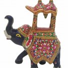 Brass Elephant Ambabri Animal Statue Colorful Embossed Painting Meenakari