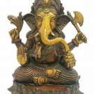 Brass Ganesha statue Hand Painted Antique Finished Hindu God Elephant Home Deco