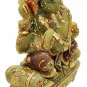 Ganesha Statue 9" Jade stone painting Sculpture Hindu Elephant God Lord Figure