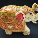 Elephant Statue marble dust Trunk up Painted Vintage Art Sculpture Colorful gift