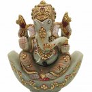 Ganesha Statue 6" Jade stone painting Sculpture Hindu Elephant God Lord Figure