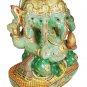 Ganesha Statue 13" Jade stone painting Sculpture Hindu Elephant God Lord Figure