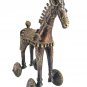 Brass Horse on Wheels Statue Vintage Tribe Figurine Stallion Bronze Sculpture