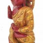 Wooden Buddha Sitting on Lotus Statue Painted Feng Shui Tibetan Buddha