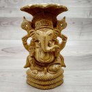 Ganesh Statue 6" Sitting Inside Snack Wooden hand carved Hindu God Lord Ganesha