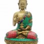 Brass Buddha Statue handmade gemstone work Antique look Feng Shui Tibetan Buddha