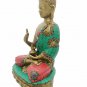 Brass Buddha Statue handmade gemstone work Antique look Feng Shui Tibetan Buddha