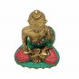 Brass Buddha Statue handmade gemstone work Antique look Feng Shui Tibetan Buddha