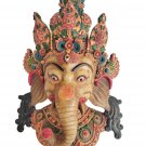 Ganesha Mask 16" with Gemstone Work Wall hanging Sculpture wall Decor Religious