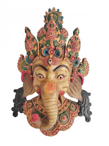 Ganesha Mask 16" with Gemstone Work Wall hanging Sculpture wall Decor Religious