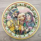 Decorative plates 6" Marble Stone Handmade Villagers Men painting Home decor