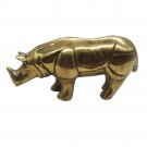 Brass Rhinoceros Rhino statue 3" vintage handmade animal figurine home décor
