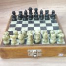 Stone Chess Set 6" Travel Stone Pieces with Stone Board game indoor