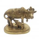 Brass cow Kamdhenu statue 3" vintage handmade animal figurine home décor gift
