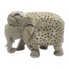 Stone Elephant statue 5.5" handmade Undercut Vintage trunk Down Décor Sculpture