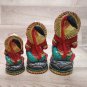 Hanuman Wood Statue 3pc Bajranbali Hindu god Idol Home Office Temple Décor Gift