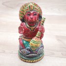 Hanuman Wood Statue 4" Bajranbali Hindu god Idol Home Office Temple Décor Gift