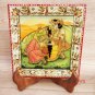 Decorative Tray 6 X 6" Marble Stone Handmade Radha Krishna painting Home decor
