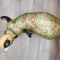 Handmade 13" Wooden Elephant Statue Covered with Real Gold Foil Emboss Work