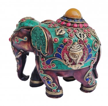 Elephant marble dust statue handmade gemstone work  Collectible home d&Atilde;&copy;cor Gift
