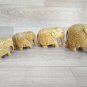 Wood Elephant Sculpture trunk Down hand Carved Wooden Figurine 4 Pcs Set Statue