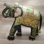 Handmade 12" Wooden Elephant Statue Covered with Real Gold Foil Emboss Work gift